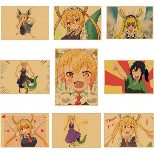 New Kobayashi-san Chi no Maid Dragon Kobayashi Thorn KannaKamui wall sticker kraft poster Japanese Anime