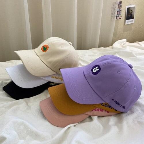 Solid Unisex Print Cartoon Embroidered Baseball Cap Adjustable Casual Couple Hip Hop Hat Summer Cap Outdoor Sports