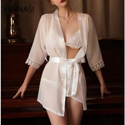 FENNASI Sexy Skirt Transparent Hollow Out Lace Ultrathin Breathable Pajamas Temptation Clothes For Sex Womens Erotic Underwear