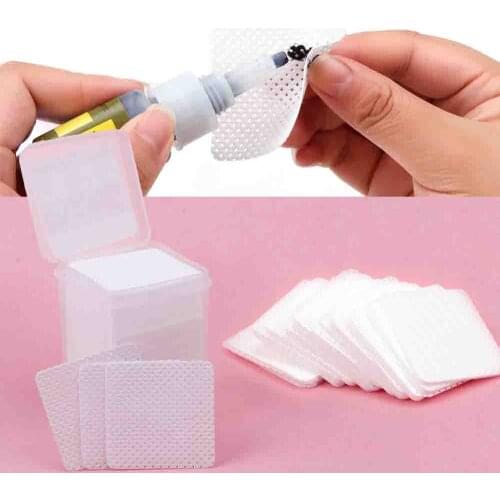 200/400Pcs Eyelash Extension Glue Remover Wipes Pads Lint-Free Paper Cotton Lashes Glue Bottle Mouth Cleaning Wipes Makeup Tools