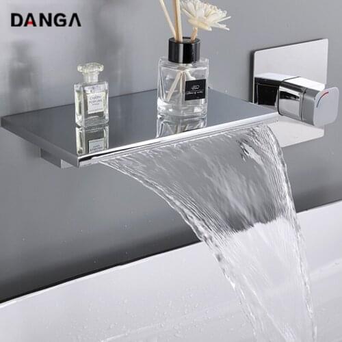 Waterfall Bathtub Faucet Basin Faucets Bathroom Sink Tap Wall-mounted Concealed Faucet Large Area Mixed Hot and Cold Water Tap