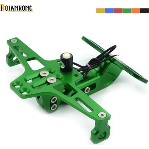 Universal Adjustable Angle Aluminum License Number Plate Frame For FOR KAWASAKI Z250 Z750 Z800 Z1000 Z900 Z650 2004 2005 2006
