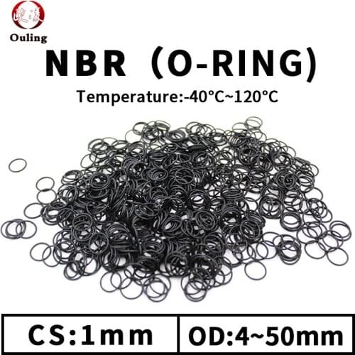 NBR O Ring Seal Gasket Thickness CS1mm OD4-50mm Oil and Wear Resistant Automobile Petrol Nitrile Rubber O-Ring Waterproof Black