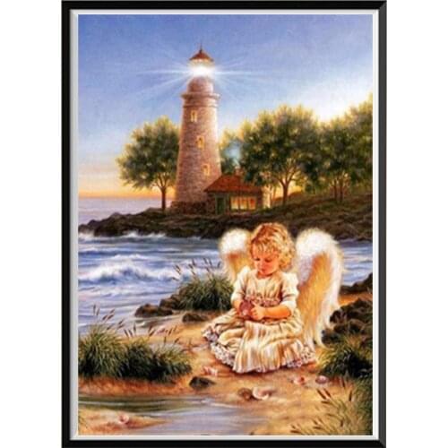 Religion Angel Girl Printed Fabric 11CT Cross-Stitch Set DIY Embroidery DMC Threads Painting Handiwork Hobby Craft Magic