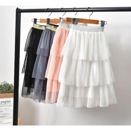 Girls Skirt Chiffon Layered Skirt Summer White Princess Girls Skirt Teenage Girls Clothes Skirts Girls Children 10 12 Year