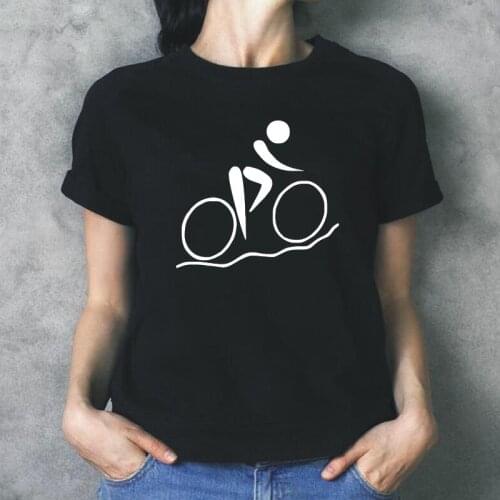 Funny Bicycle Girl T Shirt Women Tops Summer Short Sleeve Cotton Harajuku Shirt Tee Shirt Femme Casual T-shirt Camiseta Mujer
