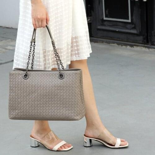 2019 Luxury Women Handbags Designer Sheepskin Woven Genuine Leather Handbag Fashion Shopping bag Large Casual Tote HJKL