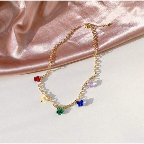 Origin Summer Fashion Colorful Butterfly Choker Necklaces for Women Rainbow Simulation Wing Pendant Necklace 2021 Summer Jewelry
