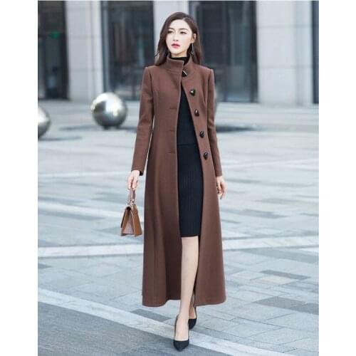 Casaco Feminino Women Plus Size Autumn Winter Cassic Woolen Maxi Long Coat Female Robe Outerwear Manteau Femme