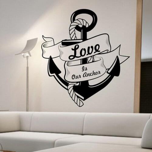 ZOOYOO Anchor Wall Sticker Love Is Our Anchor Wall Decals Removable Vinyl Wal Art Murals Home Decor Living Room Decoration