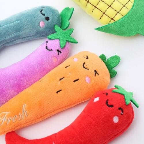 1pc Plush Dog Toys Puppy Cat Chew Training Toy Banana Carrot Vegetable Series Pet Supplies Dog Accessories Contains Cat Grass
