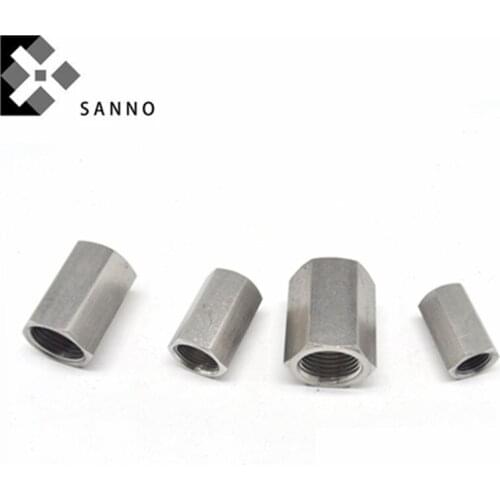 10pcs G1/4 3/8 1/2NPT 1Inch 304 Stainless steel straight joints stainless steel hex coupling nut inner screw rod hexagon fitting