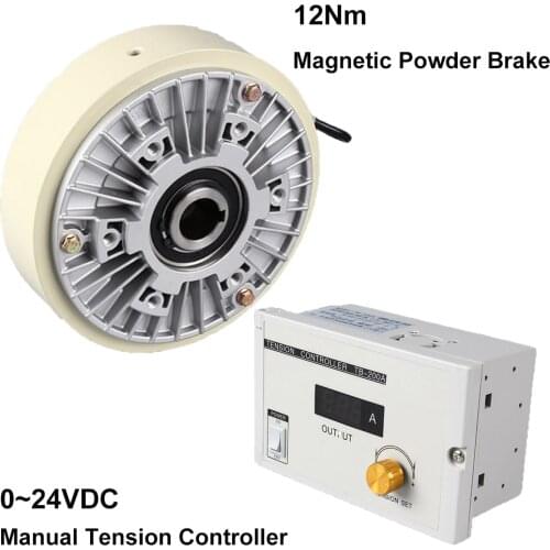 12Nm 1.2kg DC 24V Hollow Shaft Magnetic Powder Brake Unwinding & Manual Tension Controller Kits for Printing Packaging Machine