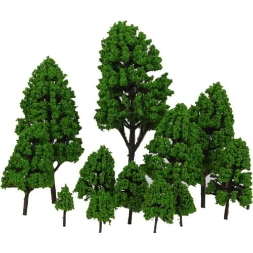 12PCS Poplar Trees Model Light Green Leaves 2.5-16cm 1:500-1:50