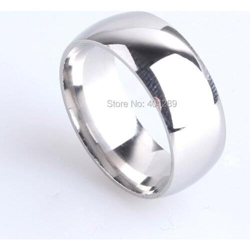 50X 8mm Silver Surface Smooth Mirror Polished 316L Stainless Steel Finger rings for women men