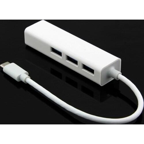 3 Ports USB 3.0 HUB Type C to Gigabit Ethernet LAN RJ45 Adapter High Speed Data Transfer Wired Network Card For Macbook 12 inch