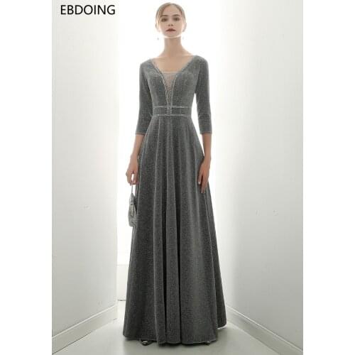 Noble Deep V-neck A-line Formal-Dress Plus Size Newest Evening Dress Women Fromal Party Gown Long Robe De Soiree