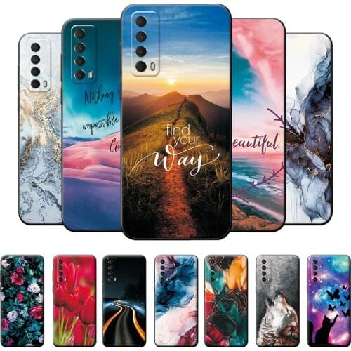 For Huawei P Smart 2021 Case Bumper 6.67 inch Soft TPU Silicone Cover For Huawei P Smart 2021 Cases Scenery Back Cover Coque