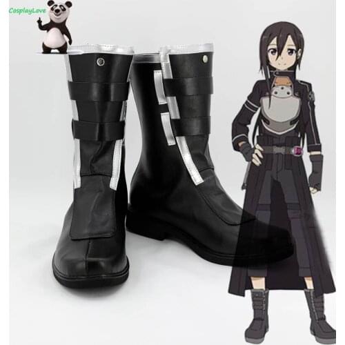 Sword Art Online II SAO Sodo Ato Onrain Gun Gale Online GGO Kirigaya Kazuto Kirito Black Shoes Cosplay Boots