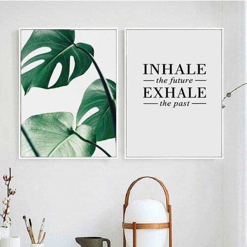 GOODECOR Canvas Painting Nordic Natural Green Plants Letters Wall Art Posters and Prints Pictures For Living Room