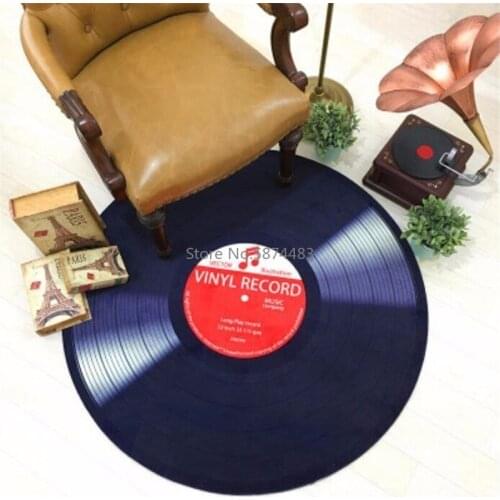 Round Carpet 3D Vinyl Record Printed Carpets for Living Room Anti-slip Rug Computer Chair Floor Mat for Home Decor Kids Room