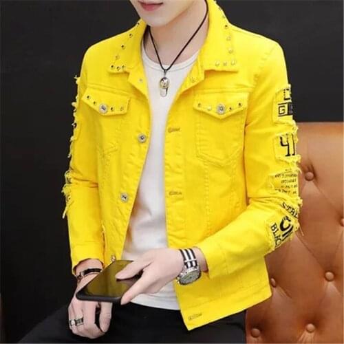 Studded jacket Spring Autumn Jeans Coat Mens Korean-style Fashion Students Handsome Versatile Jacket MENS Wear New Style Cowb