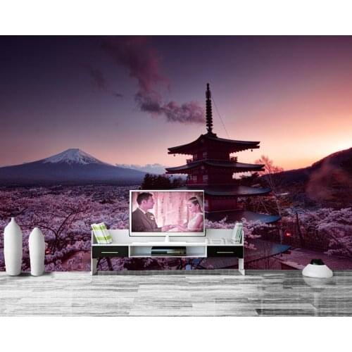 Mount Fuji Japan Pagodas Evening Tower Nature photo wallpape,restaurant living room TV background sofa wall bedroom bar 3d mural