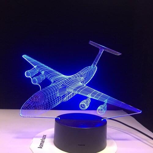 Aircraft 3D Night Light LED 7 Colors Changing Air Plane Table Lamp USB Baby Sleep Lighting Bedroom Bedside Decor Xmas Kids Gifts