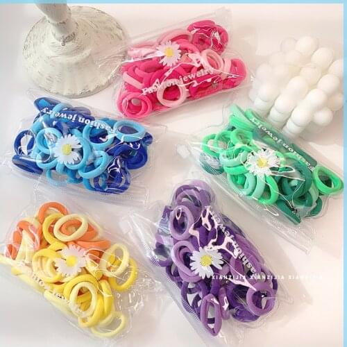 50PCS/Set Girls Solid Nylon Hair Ring Children Ponytail Elastic rubber Hairband Accessories Headband Headdress Ponytail Holders