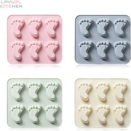 6-hole baby foot-shaped silicone mold DIY cake bread pastry chocolate baking mold Cake decoration accessories 15.8*13.2*1.5cm