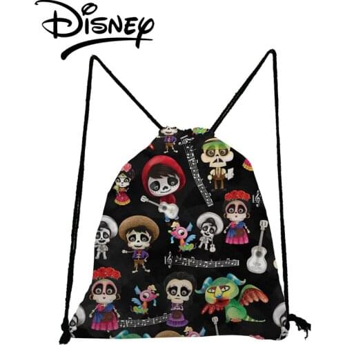 Disney Coco Drawstring Bags Skull Halloween Child Cute Small Book Bag Eco Reusable Storage Bag Shoe Bag Cartoon School Backpack