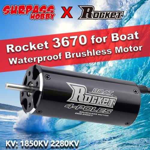 SURPASS HOBBY Rocket 3670 Waterproof Brushless Motor 4 Poles 2280KV 1850KV for Traxxas M41 Catamaran Spartan RC Boat Car