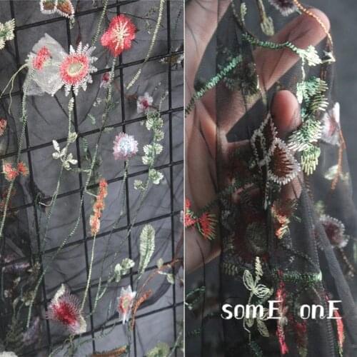 Embroidered Tulle Fabric Vines Flowers DIY Decor Patchwork Skirt Gown Wedding Dress Lace Designer Fabric 50*155cm