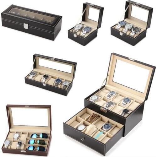 Mordoa High-Grade PU Leather Box of Watch Box 2/3/6/10/12 Receive Watch Display Box Glasses Display Box