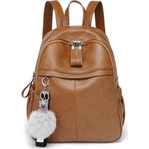High Quality Leather Women Backpack Fashion School Bags For Teenager Girls Vintage Female Travel Single Shoulder Backpacks C1306