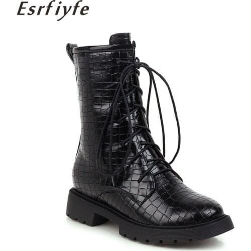 ERSFIYFE 2020 New Boot Women Microfiber Shoes for Winter Boots Shoes Woman Casual Autumn Botas Mujer Female platform Ankle Boots