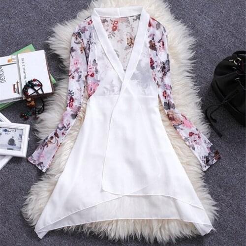 2019 Summer Sun Protection Female Long Sleeve Casual Womens Chiffon Outside Shawl Thin Coat Print Cardigan Flower Jacket R506