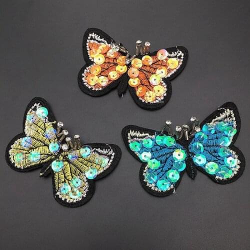 1pcs Rhinestone Applique Clear AB Crystal Butterfly Pearls Glass Stone Color Patches Embroidery Sew On DIY Shoes Bags Hats Decor
