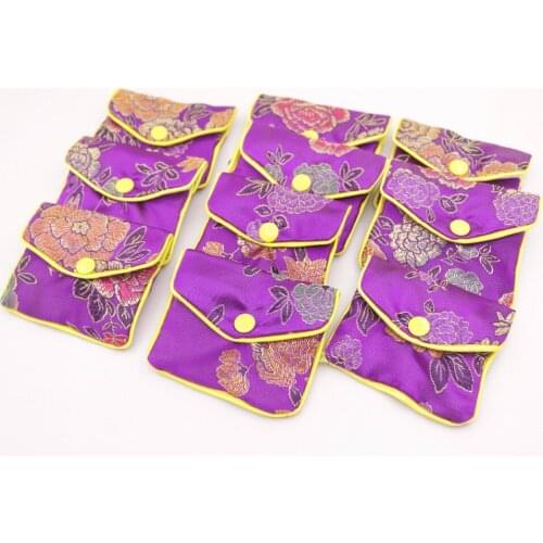 12pcs purple flower baldachin cloth gift jewelry bags pouches 65mm*80mm