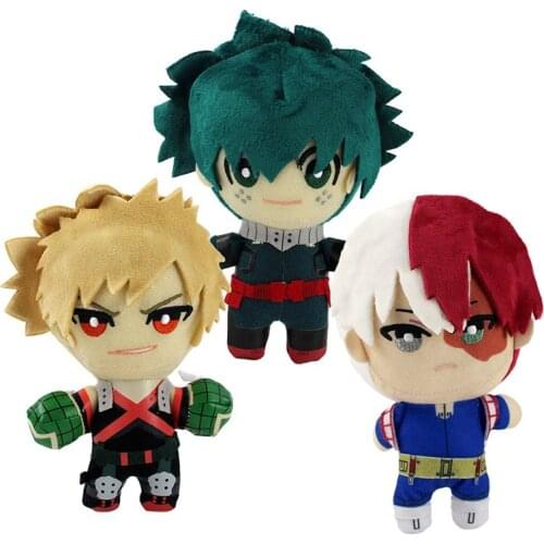 18cm Anime My Hero Academia Izuku Midoriya Katsuki Bakugou Shouto Todoroki Plush Pendant Toys Soft Stuffed Dolls Gift