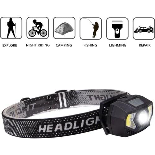 2*COB+1*XPE Headlight 7 Modes Headlamp USB Rechargeable Waterproof LED Flashlight Super Bright Working Inspection Camping Torch