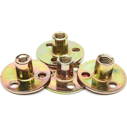 20PCS Carbon Steel Flange Coupling with M6 M8 Thread Zinc Plating Three Hole Lock Nuts Furniture Connector Fastener