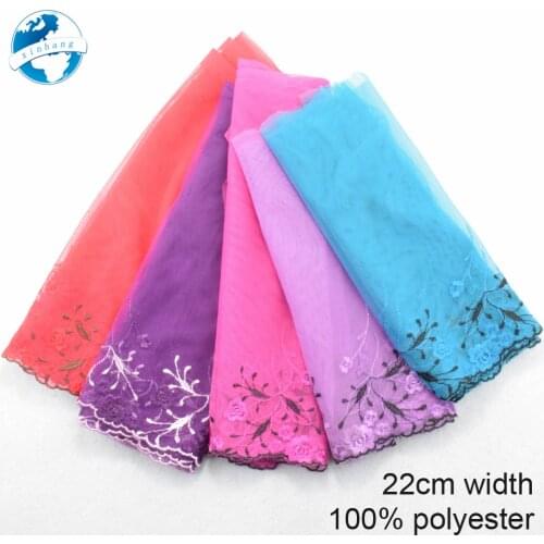22cm polyester colorful embroidery lace french lace ribbon fabric guipure diy trims sewing Accessories wedding decoration#4071