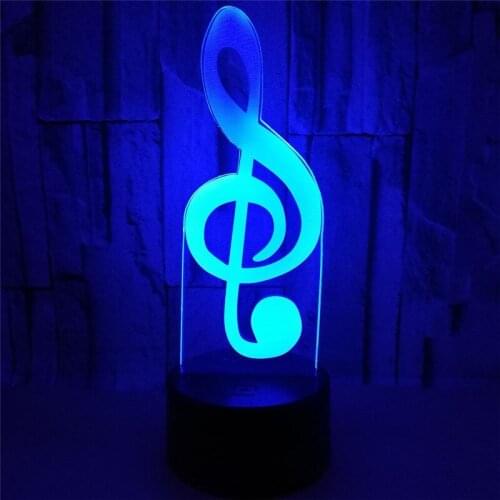 3D lamp Musical Note Visual Light LED 3D Night Light 7 Color Change Creative Bedside Lamp for Kids Bedroom Home Decor Xmas Gift