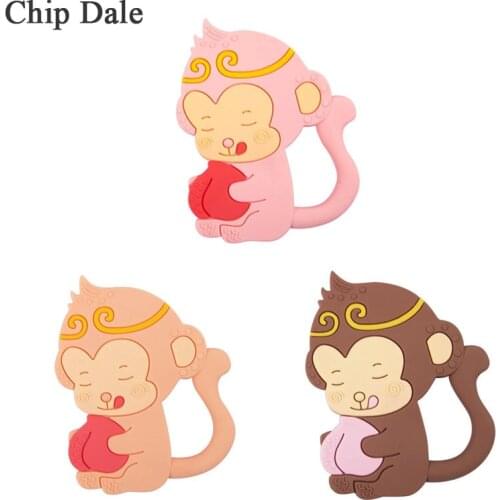 Chip Dale 5pcs Cute Monkey Silicone Teethers Food Grade Cartoon Baby Teething Toys Children Products DIY Necklaces Pendant