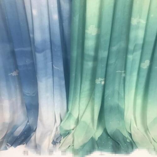 50D Landscape Sky Patterned Chiffon Fabric By The Meter Per for Dress Skirt Clothing Sewing Soft Print Summer Textile Cloth Blue