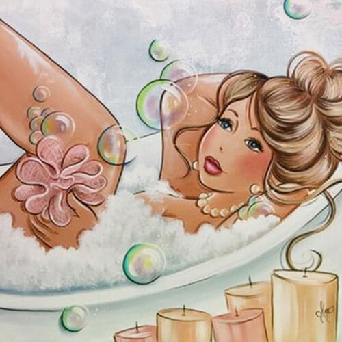 5D DIY Diamond Painting Fat Lady Cross Stitch Full Square Diamond Embroidery Bathroom Woman Mosaic Rhinestone icon Decor