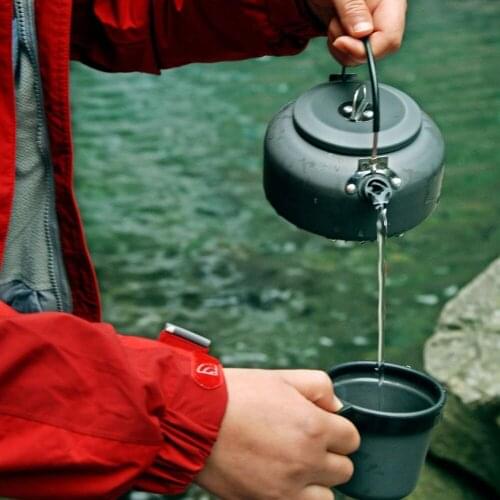 ALOCS CW-K02 Ultra Lightweight Cookware Outdoor Camping Kettle 0.8L Tea Coffee Pot for Camping Fishing Aluminium Alloy Round 2-3