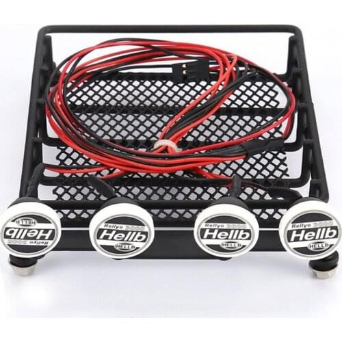Roof Rack Luggage Carrier With 4 Round LED Lights Lamp Universal Car Truck Basket TAMIYA CC01 AXIAL SCX10 RC4WD
