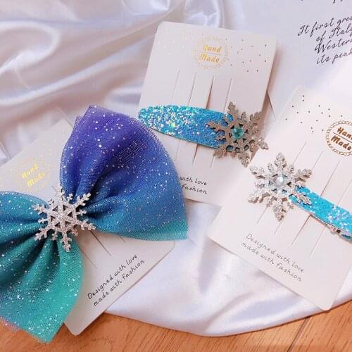 Sequin Christmas Snowflake Hair Accessories Crystal Hair Clips for Women Winter Hair Ties Girls Hairpins Blue Hair Scrunchies